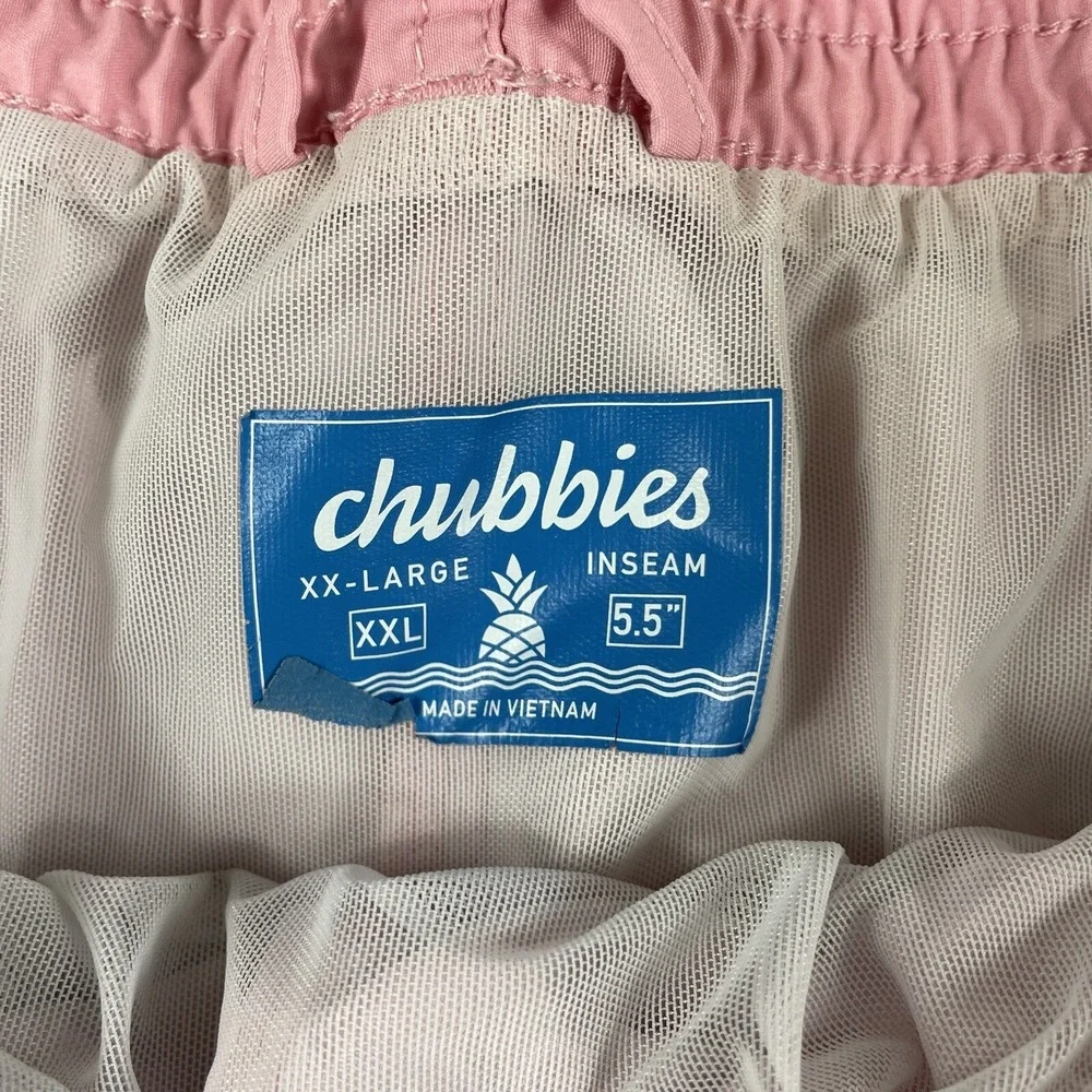 Chubbies Mens Pink Teal Striped Lined Swim Trunks 5.5 Inch Inseam Size 2XL